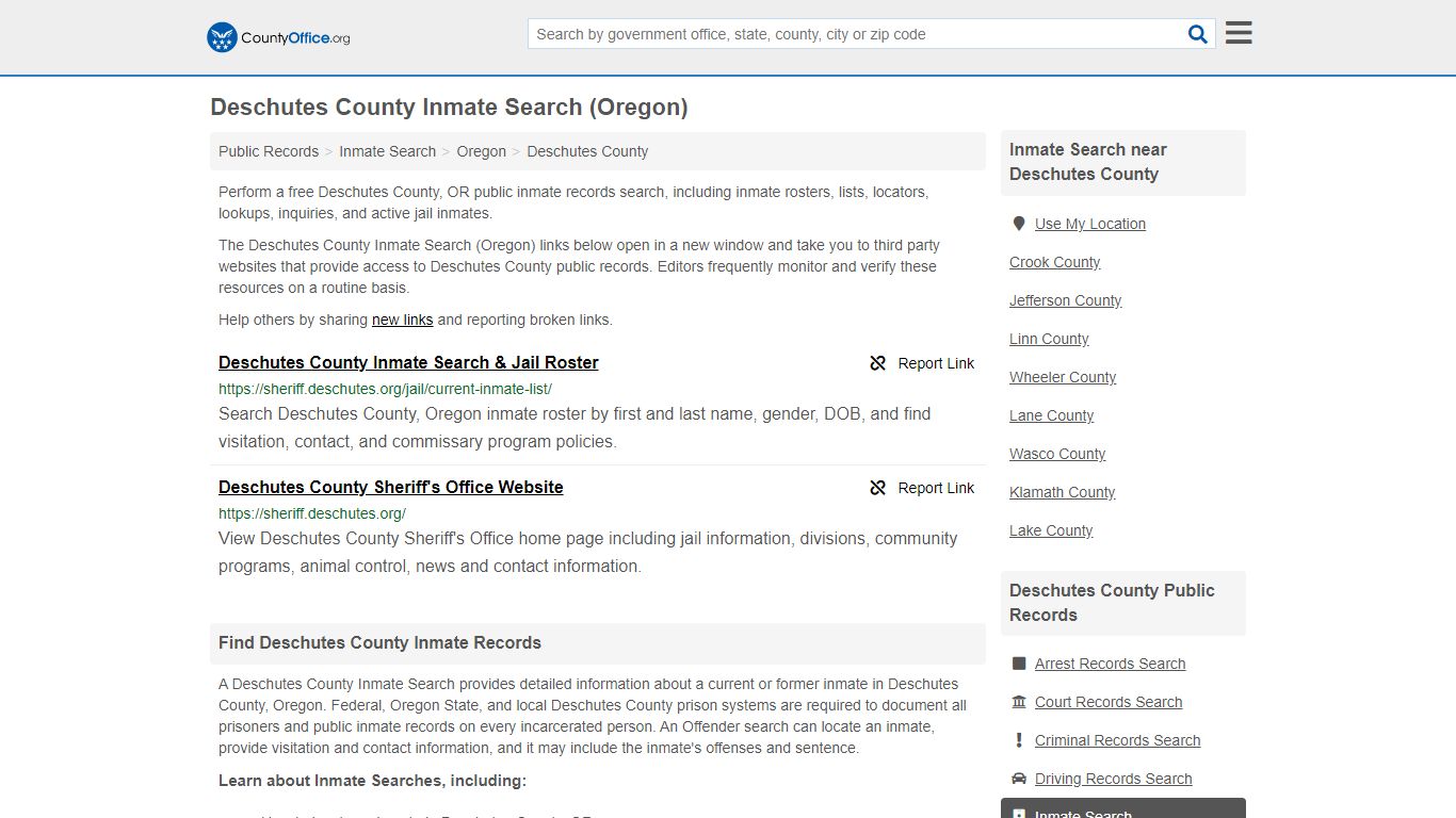Inmate Search - Deschutes County, OR (Inmate Rosters ...