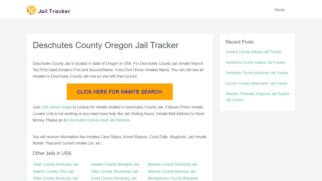 Deschutes County Oregon Jail Tracker - Inmate Search Online