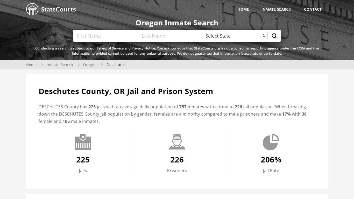 Deschutes County, OR Inmate Search - StateCourts